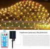 Napelemes fényfüggöny 150x150 cm meleg fehér LED kültéri hálós világítás vízálló karácsony