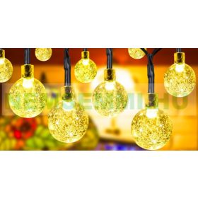 Napelemes fényfüzér 5 m 20LED színes kültéri világítás vízálló karácsonyi dekoráció, szolár világítá