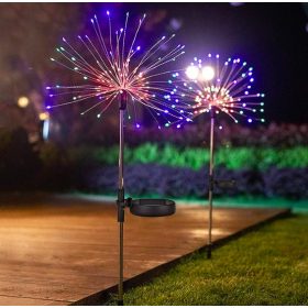   Napelemes földbe szúrható tüzijáték világítás 90/120/150 LED színes vízálló dekoráció szolár csillagszóró fény