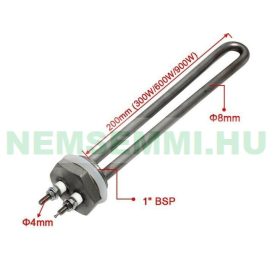   Fűtőbetét cekász 12V 600W  1" inox szélturbina vagy napelem rendszerhez is