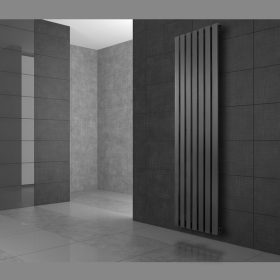   Modern design radiátor 260x1400 mm 492W antracit szín középső bekötéssel fali csatlakozással és termosztáttal különleges hosszított és keskenyített, stílusos megjelenés