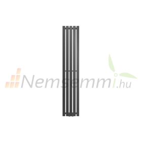   Modern design radiátor 260x1400 mm 492W antracit szín középső bekötéssel fali csatlakozással és termosztáttal különleges hosszított és keskenyített, stílusos megjelenés