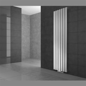   Modern design radiátor 260x1400 mm 492W fehér szín középső bekötéssel fali csatlakozással és termosztáttal különleges hosszított és keskenyített, stílusos megjelenés