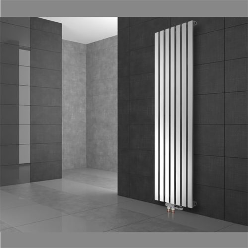 Modern design radiator 260x1400 mm 492W white color with central connection with floor connection and thermostat special elongated and narrowed, stylish appearance