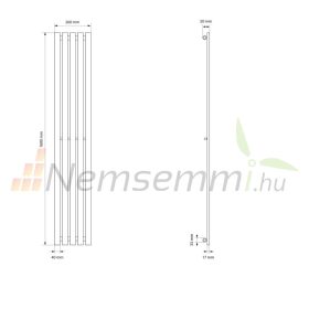 Modern design radiátor 260x1600 mm 557W antracit szín középső bekötés univerzális csatlakozás különleges hosszított és keskenyített, stílusos megjelenés teljesítmény