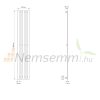 Modern design radiátor 260x1800 mm 623W fehér szín középső bekötéssel padló csatlakozással és termosztáttal különleges hosszított és keskenyített formatervezés, stílusos megjelenés