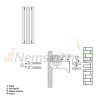 Modern design radiátor 260x1800 mm 623W fehér szín középső bekötéssel padló csatlakozással és termosztáttal különleges hosszított és keskenyített formatervezés, stílusos megjelenés