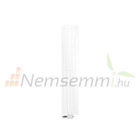 Modern design radiátor 260x1800 mm 623W fehér szín középső bekötéssel univerzális csatlakozással és termosztáttal különleges hosszított és keskenyített formatervezés, stílusos megjelenés