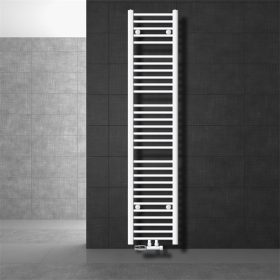   Törölközőszárító radiátor 300x1800 mm fehér 555W egysoros - egyenes változat középső bekötés fali csatlakozás
