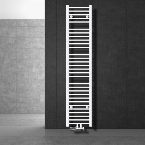 Towel dryer radiator 300x1800 mm white 555W single row - straight version central connection wall connection