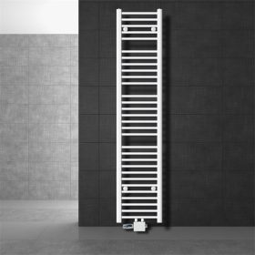   Törölközőszárító radiátor 300x1800 mm fehér 555W egysoros - egyenes változat középső bekötés univerzális csatlakozás