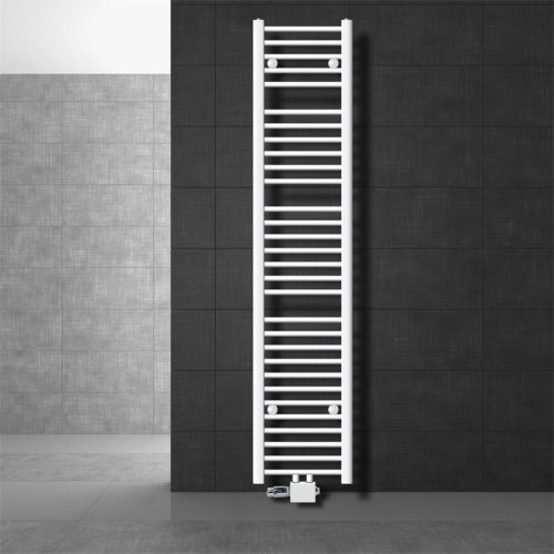 Towel dryer radiator 300x1800 mm white 555W single row - straight version central connection universal connection