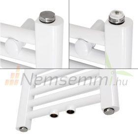   Törölközőszárító radiátor 300x1800 mm fehér 555W egysoros - egyenes változat középső csatlakozás