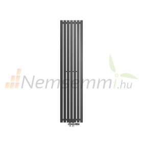 Modern design radiátor 370x1600 mm 781W antracit szín középső bekötésű padló csatlakozású különleges hosszított és keskenyített, vízszintesen is felszerelhető, stílusos megjelenés