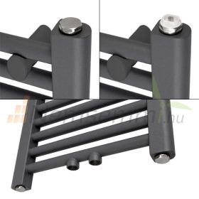   Törölközőszárító radiátor 400x1200 mm antracit egysoros - ívelt változat központi csatlakozással