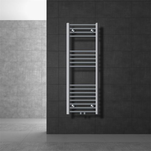 Towel dryer radiator 400x1200 mm chrome single-row straight version with central connection