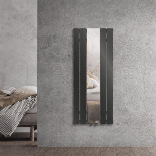 Mirror radiator 450x1200 mm anthracite color with special mirror inlay special design, stylish and unique appearance 