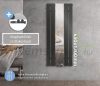 Tükrös radiátor 450x1200 mm antracit szín különleges tükör berakással fali csatlakozású szelepcsappal, stílusos és egyedi megjelenés