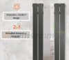 Tükrös radiátor 450x1200 mm antracit szín különleges tükör berakással padló csatlakozású szelepcsappal, stílusos és egyedi megjelenés