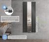 Tükrös radiátor 450x1200 mm antracit szín különleges tükör berakással univerzális csatlakozású szelepcsappal, stílusos és egyedi megjelenés