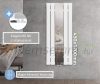Tükrös radiátor 450x1200 mm fehér szín különleges tükör berakással fali csatlakozóval különleges formatervezés, stílusos és egyedi megjelenés 
