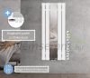 Tükrös radiátor 450x1200 mm fehér szín különleges tükör berakással padló csatlakozóval különleges formatervezés, stílusos és egyedi megjelenés
