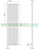 Modern design radiátor 480x1800mm fehér színben, különleges hosszított és keskenyített fromatervezés