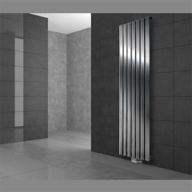   Modern design radiátor 480x1800 mm 983W króm szín középső csatlakozás univerzális bekötés különleges hosszított és keskenyített formatervezés, stílusos megjelenés 