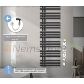   Törölközőszárító radiátor 500x1600 mm 588W antracit fürdőszobai fűtőtest 900W fűtőbetéttel
