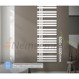   Törölközőszárító radiátor 500x1600 mm 588W fehér egyenes-egysorors fürdőszobai fűtőtest bal oldali bekötés