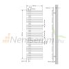 Törölközőszárító radiátor 500x1600 mm 588W fehér egyenes-egysorors fürdőszobai fűtőtest bal oldali bekötés