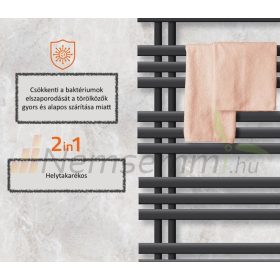   Modern design radiátor 500x1200mm antracit szín 404W különleges formatervezés stílusos megjelenés