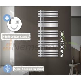   Modern design radiátor 500x1200mm króm szín 1200W fűtőbetéttel különleges formatervezés stílusos megjelenés
