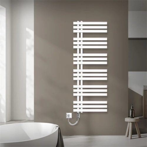 Modern thermostatic radiator 500x1400mm in white color, special design, stylish appearance with 1200W heat regulator