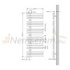 Modern radiátor 500x1400 mm króm szín 900W teljesítményű kiegészítő fűtőbetéttel, különleges formatervezés, stílusos megjelenés