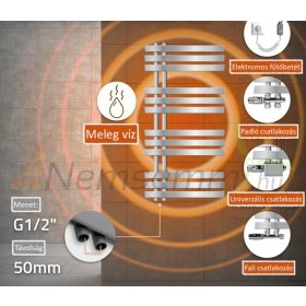   Modern designer radiátor 500x1000 mm fehér 307W egysoros - egyenes fürdőszobai fűtőtest