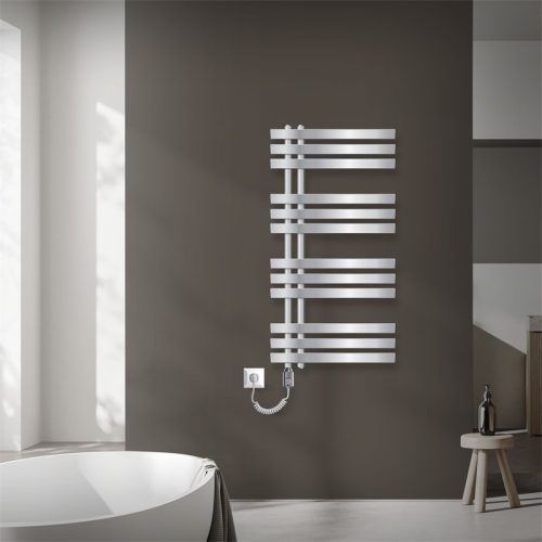 Modern designer radiator 500x1000 mm chrome 600W single row - straight bathroom heater