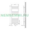 Törölközőszárító radiátor 500 x 1200 mm antracit egyenes változat központi csatlakozással