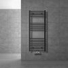 Towel radiator 500x1200 mm anthracite single row - curved version with central connection and wall connection