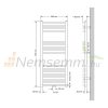 Towel radiator 500x1200 mm anthracite single row - curved version with central connection and wall connection