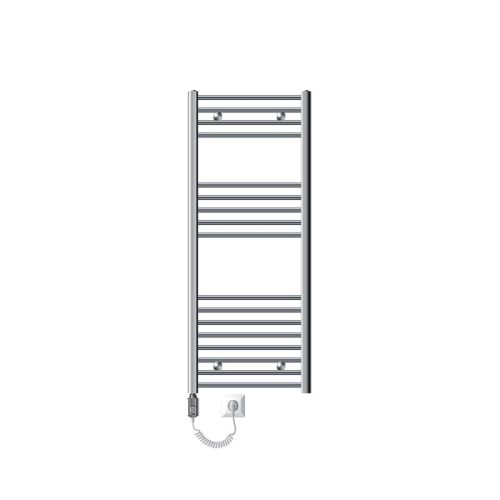 Towel dryer radiator 500 x 1200 mm chrome single row - with curved edge connection with electric 900W heating insert