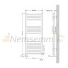 Towel dryer radiator 500 x 1200 mm chrome single row - with curved edge connection with electric 900W heating insert