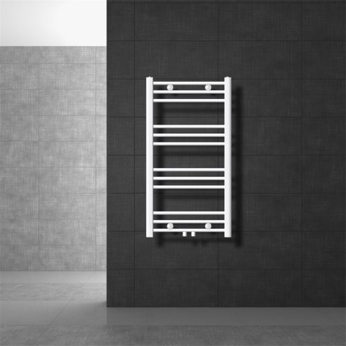 Bathroom radiator 500x800 mm 378W white single row - straight, with central connection