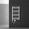 Towel dryer radiator 500x800 mm single row - straight white with 600W heating insert with end connection 