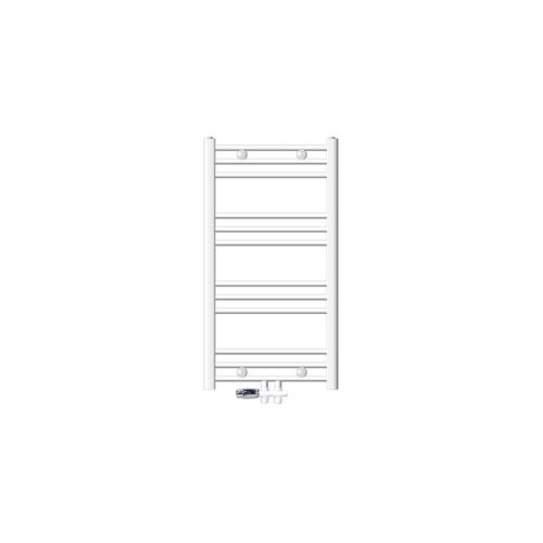 Towel dryer radiator 500x800 mm 378W single row white - curved central connection with floor connection