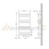 Törölközőszárító radiátor 500x800 mm egysoros - ívelt fehér 300W fűtőbetéttel szélső bekötéssel 