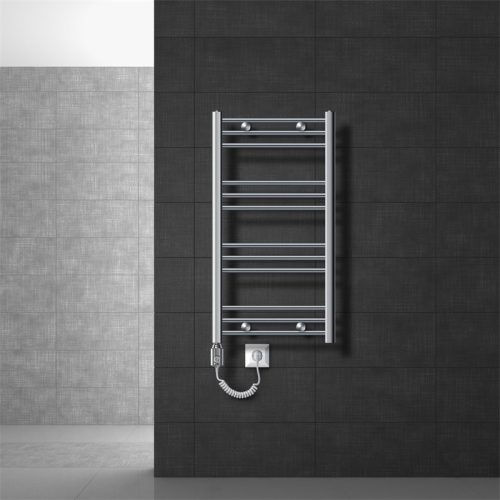 Bathroom radiator 500x800 mm 600W heating element chrome single row - straight edge connection 