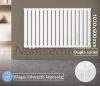 Modern design radiátor 600x1030 mm fehér dupla soros jobb és bal oldali csatlakozással univerzális szelepcsappal króm termosztáttal