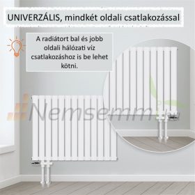   Modern design radiátor 600 x 1030 mm fehér dupla soros jobb és bal oldali csatlakozással szelepcsap nélkül - csak a radiátor test