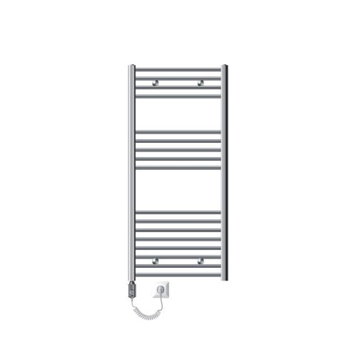 Towel dryer radiator 600x1200 mm chrome with 900W heating insert single row - curved edge connection 